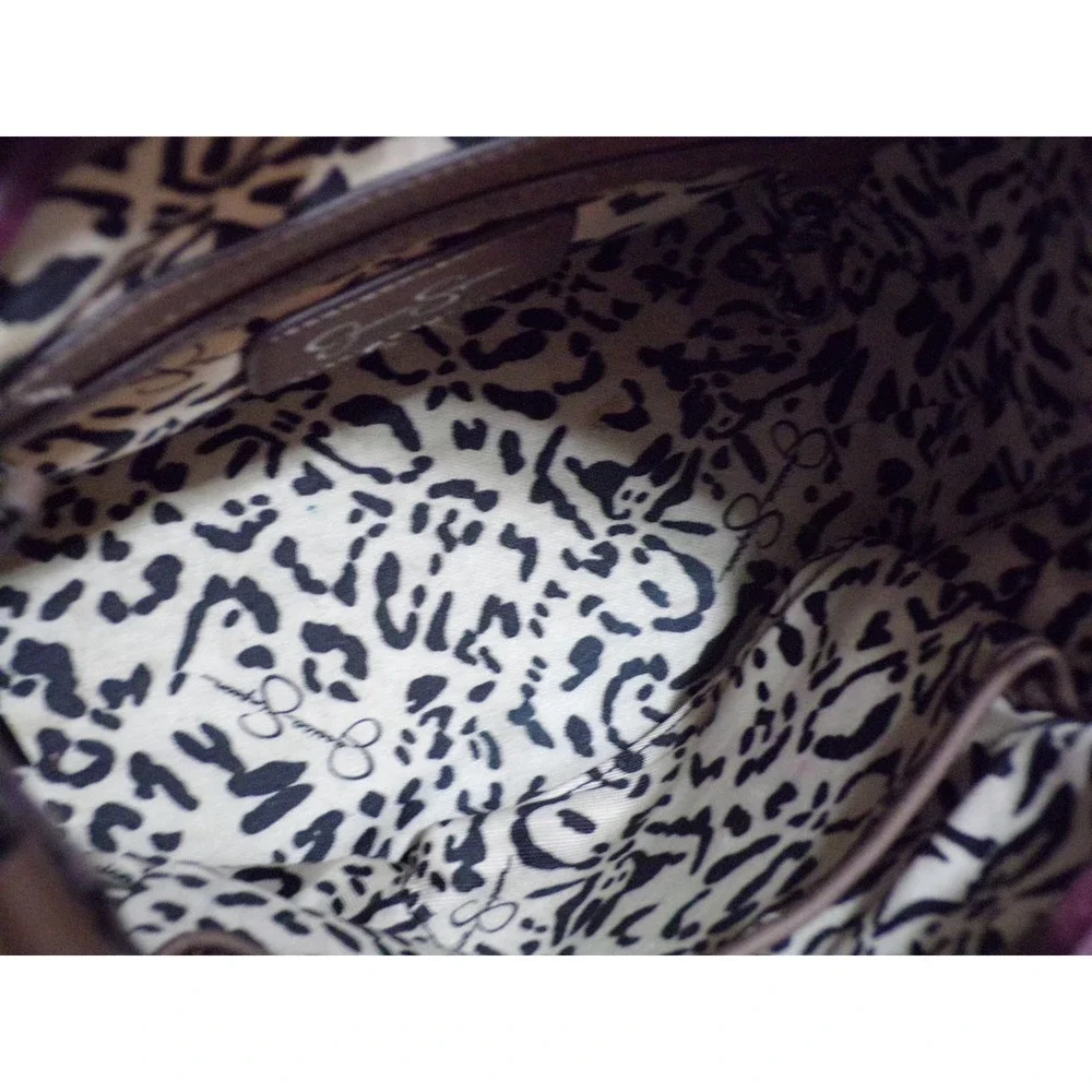 Jessica Simpson Bucket Leather Brown Handbag Snap & Draw String Closure Nice!!